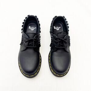 Dr. Martens Docs 1461 Frill Black Ruffled Leather Accent Loafer Size 6 NWT